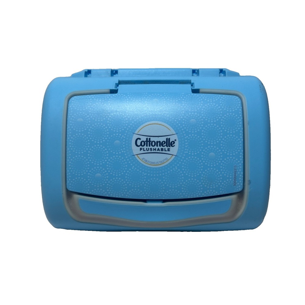EMPTY Cottonelle Flushable Wipes Dispenser Hard Container Refillable Blue Tub
